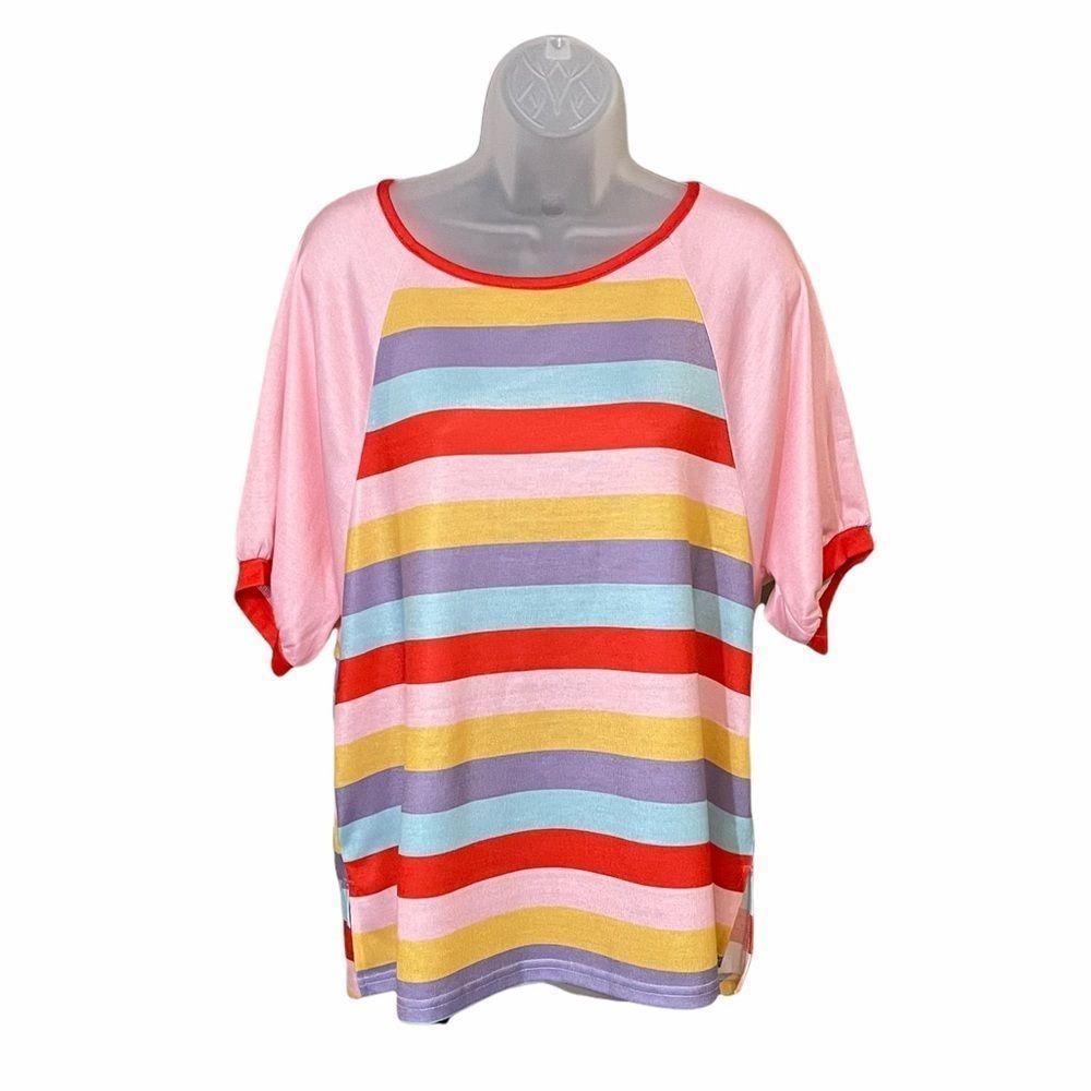 LUUKSE pastel rainbow striped top Med